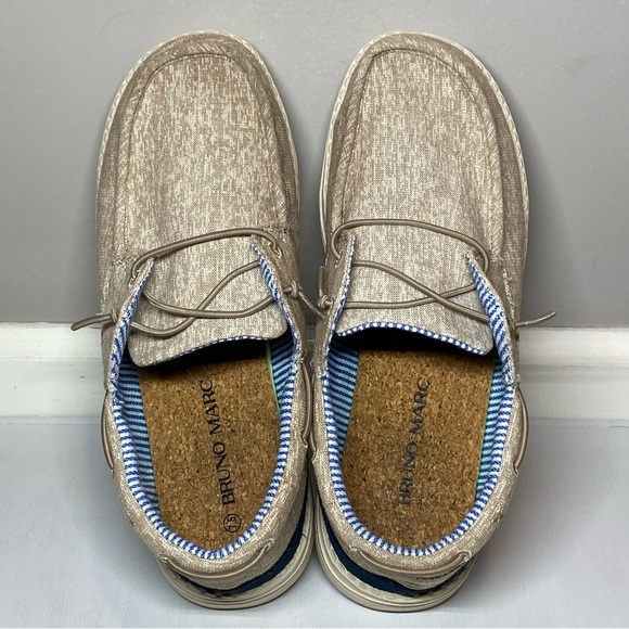 Bruno Marc Slip On Loafers Men’s 7.5 Lightweight Deck Shoes Canvas Tan Khaki - Picture 10 of 15